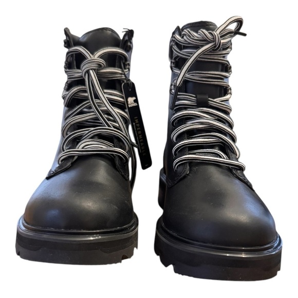 SOREL Lennox Leather Lace-Up Boots in Black Sea Salt NIB - Picture 4 of 9